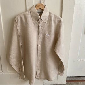 100% Linen Façonnable Long Sleeve Button-down Shirt